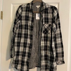 Black and white Plaid shirt with check fabric.